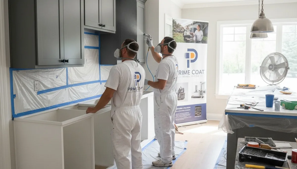 Professional cabinet painting in Reading MA kitchen by local house painters