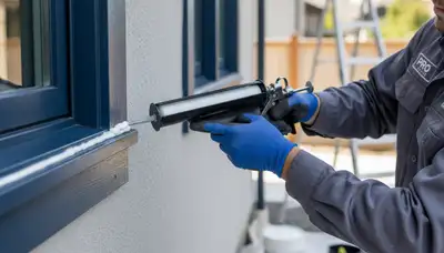Professional caulking and sealing on home exterior by painters in Reading, MA for weather protection