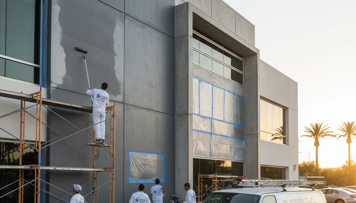 Professional commercial painters in Reading MA finishing exterior business building painting