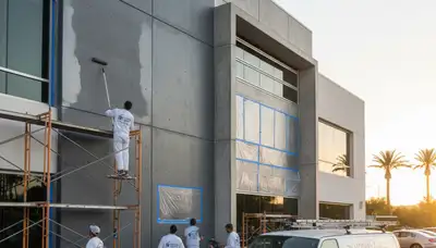 Professional commercial painters in Reading MA finishing exterior business building painting