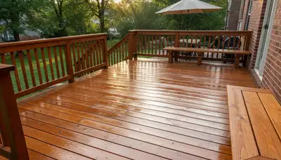 Professional deck staining in Reading, MA enhancing wood color and weather protection for local homes