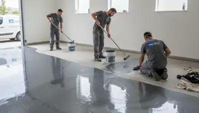 Professional epoxy garage floor coating in Reading, MA by local house painters