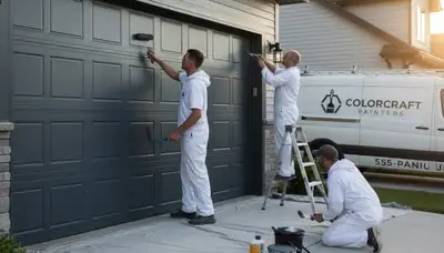 Professional garage door painting in Reading MA enhancing curb appeal with durable finishes