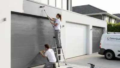 Professional garage door painting in Reading MA enhancing curb appeal with durable exterior finishes