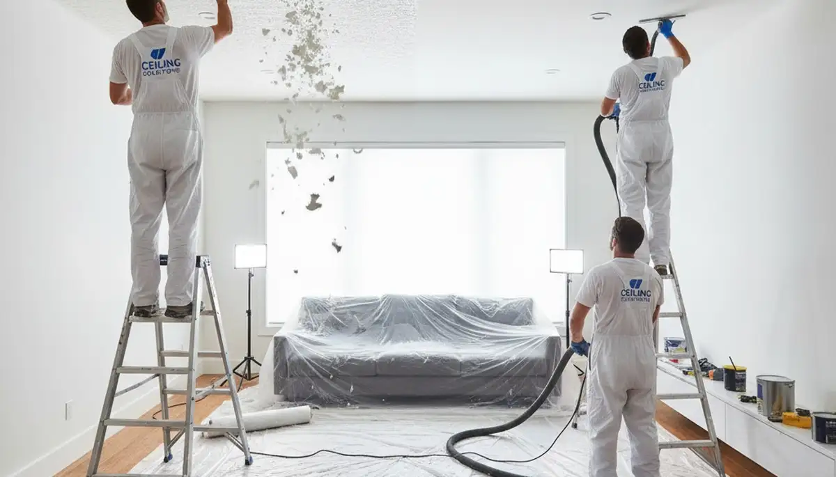 Professional popcorn ceiling removal and refinishing in Reading, MA home interior