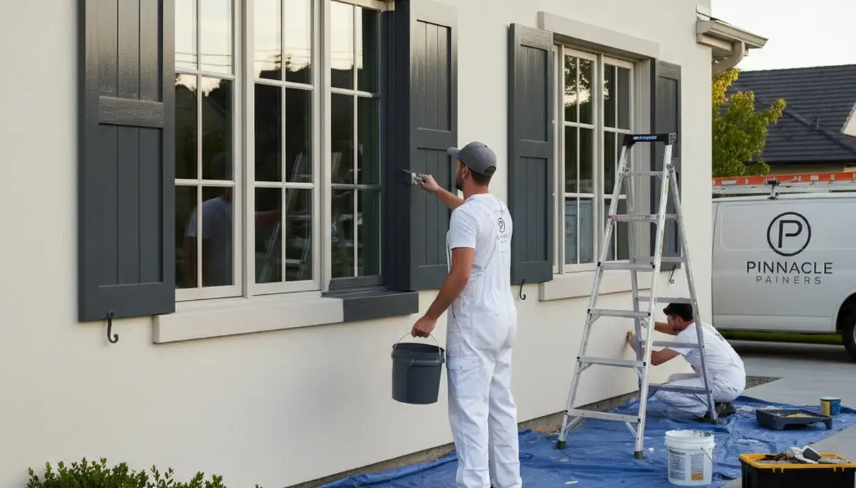 Professional shutter painting on a classic home exterior in Reading, MA by expert local painters