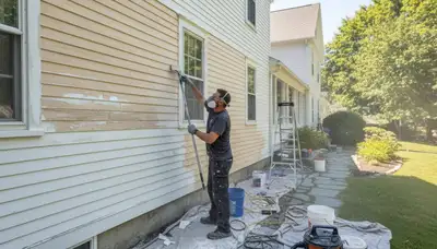 Professional exterior surface preparation by house painters in Reading, MA for long-lasting paint results