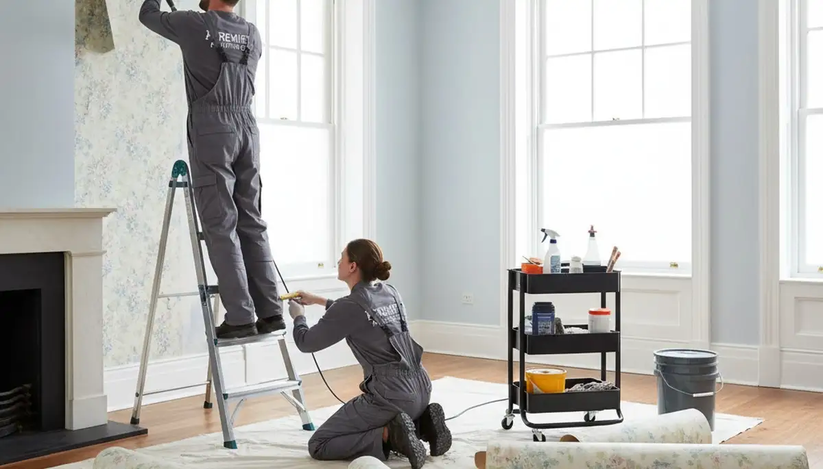 Professional wallpaper removal service in Reading MA preparing walls for fresh interior painting